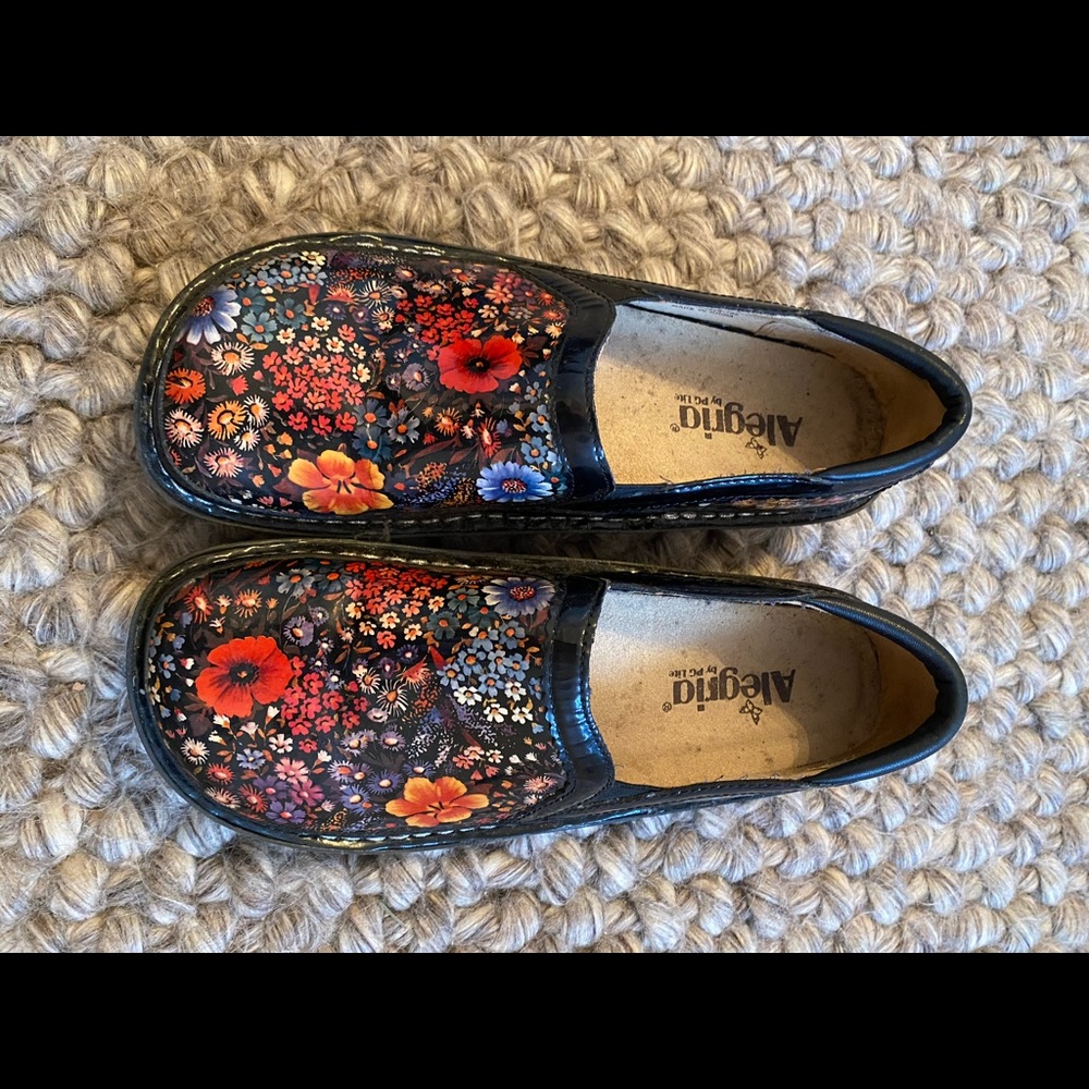 Alegria leather floral slip on shoes 39